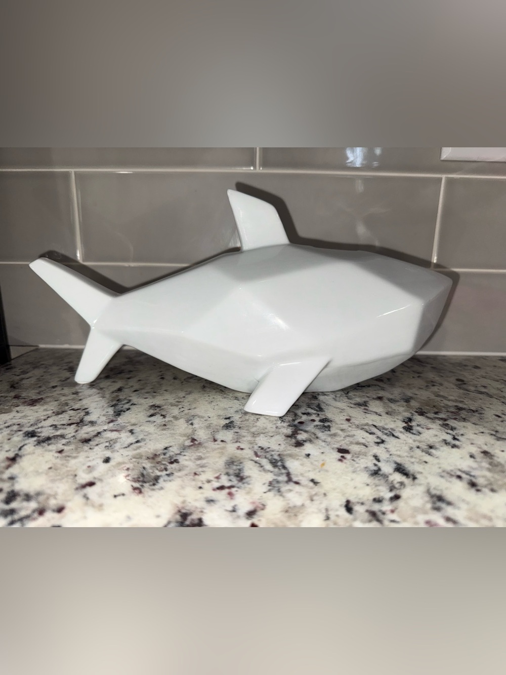 Pillowfort Glossy White Ceramic Shark Bank